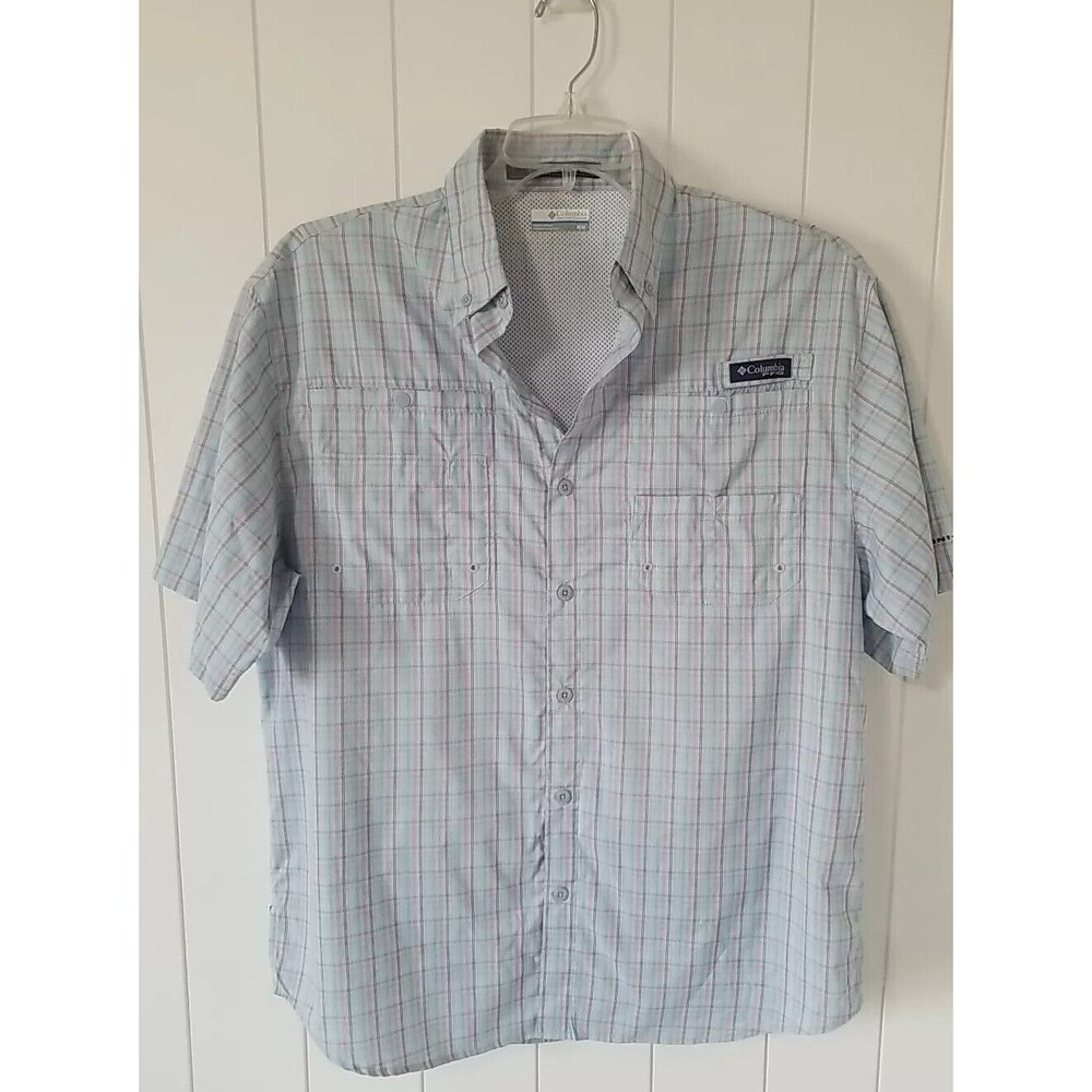 Columbia PFG Shirt Mens Medium Omni-Shade Super Tamiami Vented Fishing Button Up